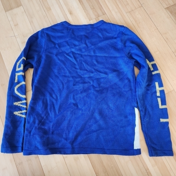 Holiday Time Reindeer Christmas Tree Blue Sweater Let It Glow Large L 12/14 EUC - Picture 3 of 12